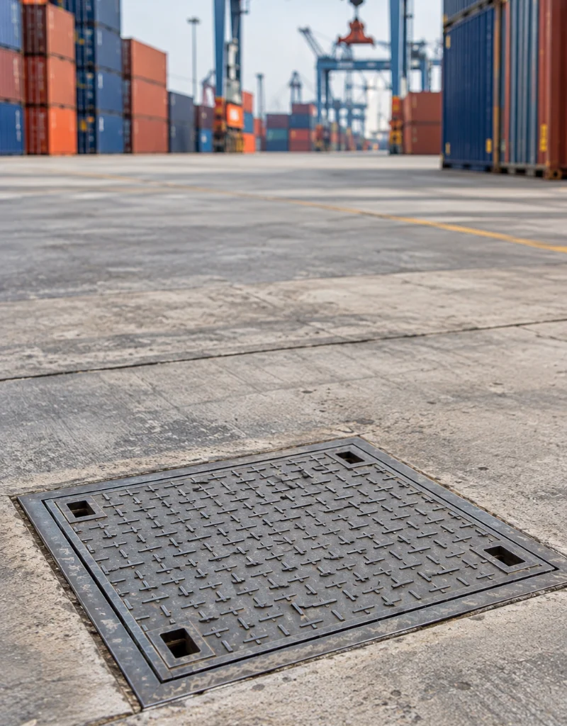 Nắp hố ga tải nặng tại cảng container