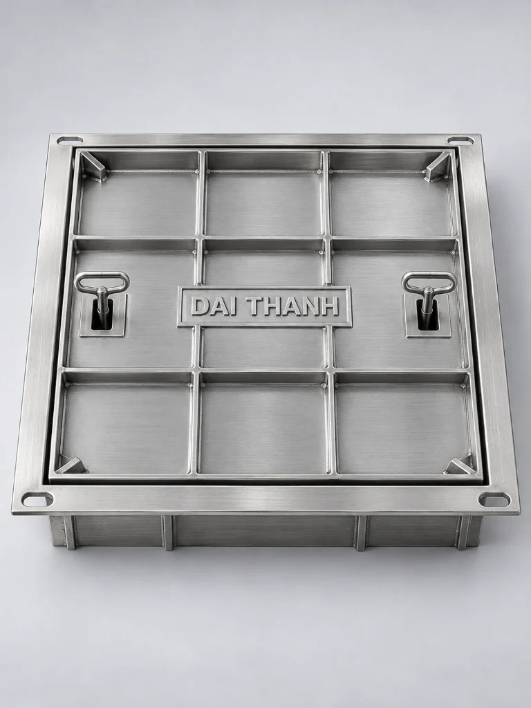 Nắp bể ngầm inox 304 chìm sàn 600×600 Đại Thành