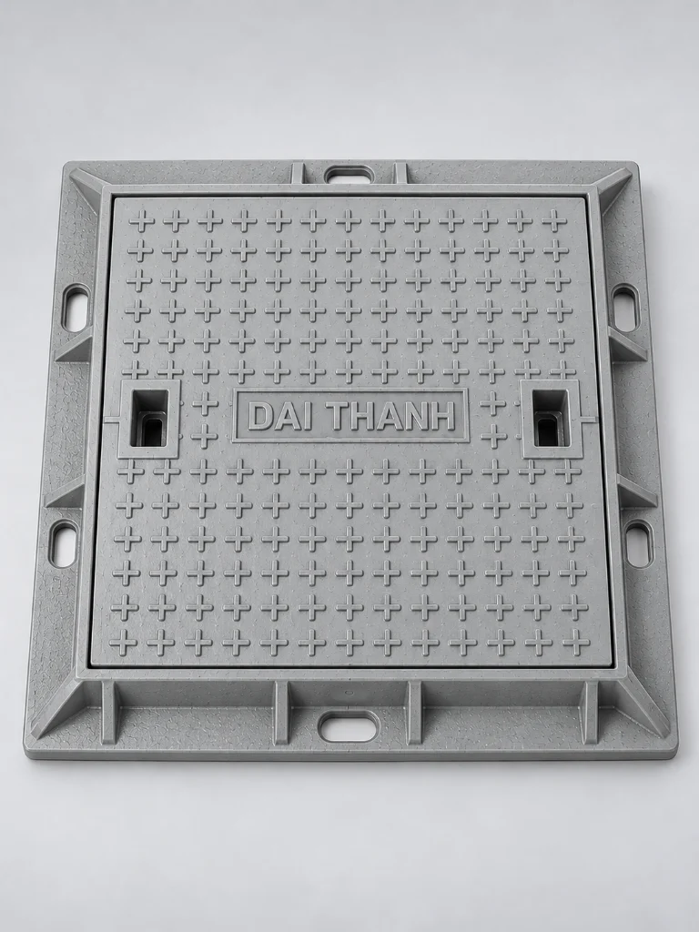 Nắp hố ga composite vuông 600×600 B125 Đại Thành
